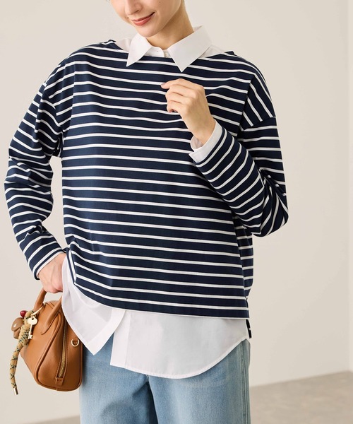 apuntob ボーダーカットソー ROPE' PICNIC（ロペ ピクニック） tシャツ ボックスシルエットボーダー