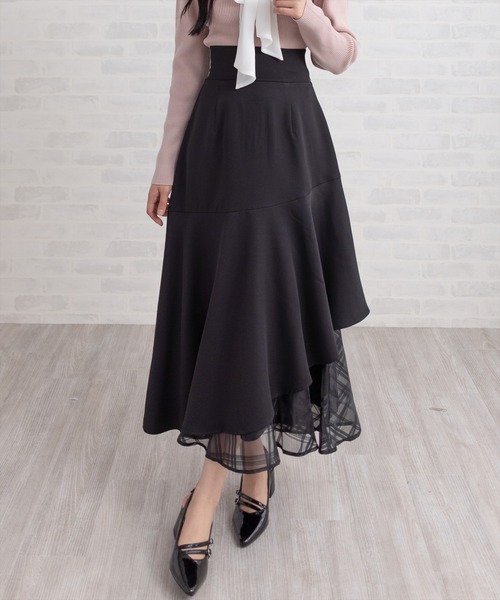 CLEAR BASIC スカート 「低身長対応／サイズ展開あり」シアーチェック