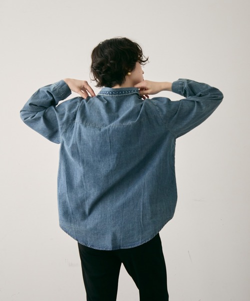 Trish（トリッシュ） ブラウス シャツ オリエンタル刺繍デニムシャツ