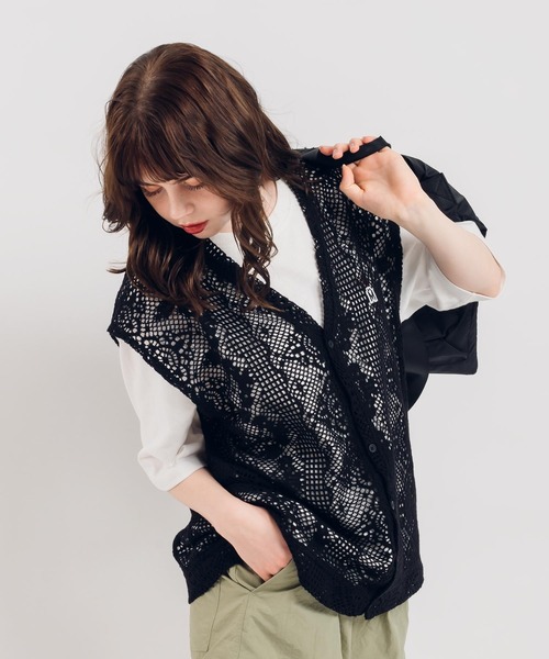 「MUHET」 ニットベスト MEDIUM ブラック レディース_画像6