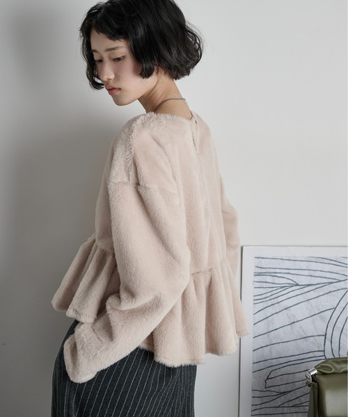 THE Yon tシャツ エコファーペプラムトップス レディース : ZOZOTOWN