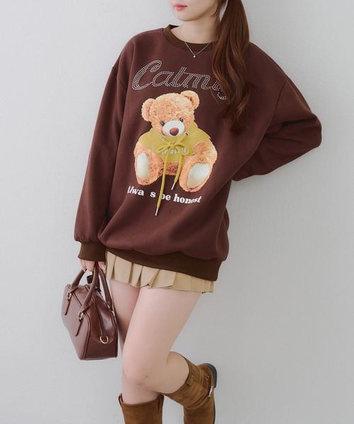 continuer de NICE CLAUP トレーナー スウェット キラキラロゴクマ裏