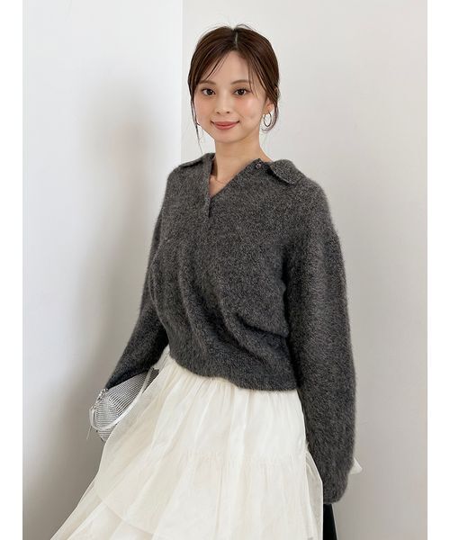 SNIDEL 【HIGH QUALITY】フォックスカシミヤニットポロ HIGH QUALITY】フォックスカシミヤニットポロ(ニット)｜トップス