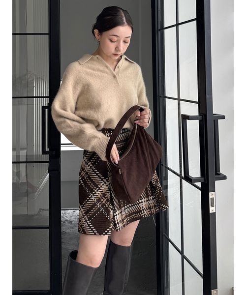 snidel 【HIGH QUALITY】フォックスカシミヤニットポロ HIGH QUALITY】フォックスカシミヤニットポロ(ニット)｜トップス