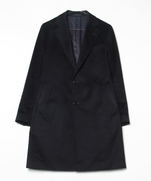 メンズチェスターコート　ブラック 発送在庫あり】【SKINNY】ウールブレンドニットチェスターコート