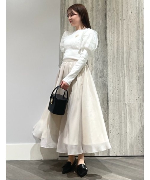 新品未使用　CELFORD セルフォード　ライトベージュ　シアーフレアスカート CELFORD（セルフォード） 光沢シアーフレアスカート 21春夏 CWFS211111