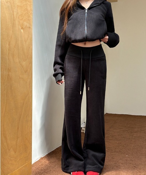 Aelina セットアップ フリーススウェット＋ハイウエストスラックス