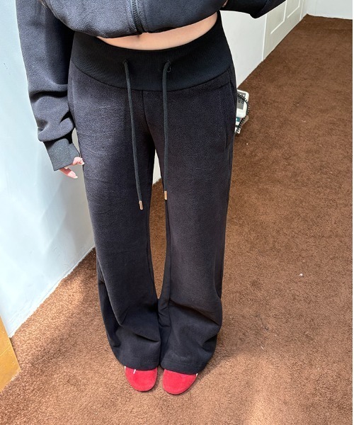 Aelina セットアップ フリーススウェット＋ハイウエストスラックス