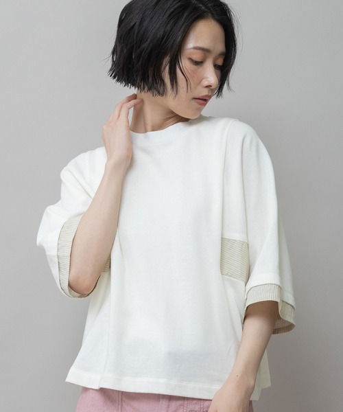 MACHATTドッキングTシャツ Munich（ミューニック） tシャツ 裏毛×ストライプドッキングTシャツ