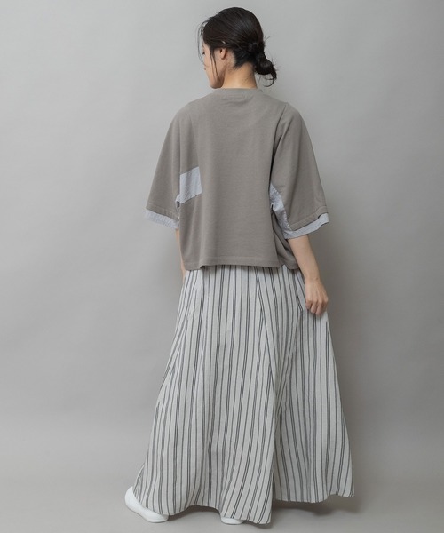 Munich（ミューニック） tシャツ 裏毛×ストライプドッキングTシャツ