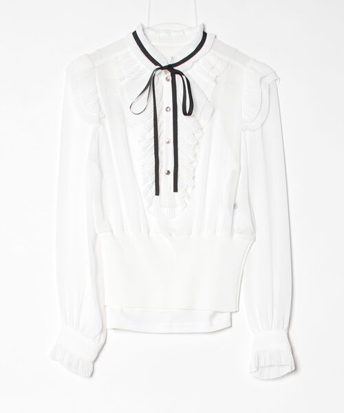 Sov. ブラウス シャツ ギャザーフリルデザインブラウス レディース