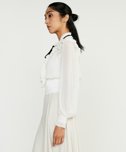 Sov. ブラウス シャツ ギャザーフリルデザインブラウス レディース