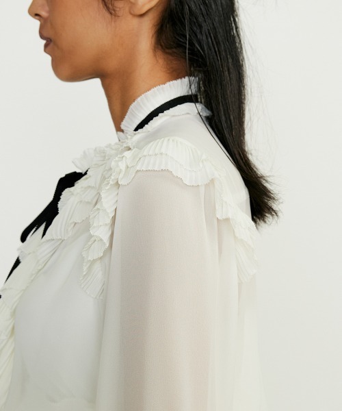 Sov. ブラウス シャツ ギャザーフリルデザインブラウス レディース