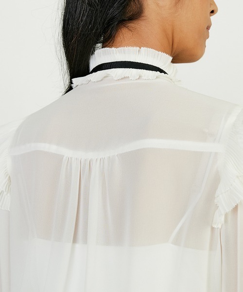 Sov. ブラウス シャツ ギャザーフリルデザインブラウス レディース