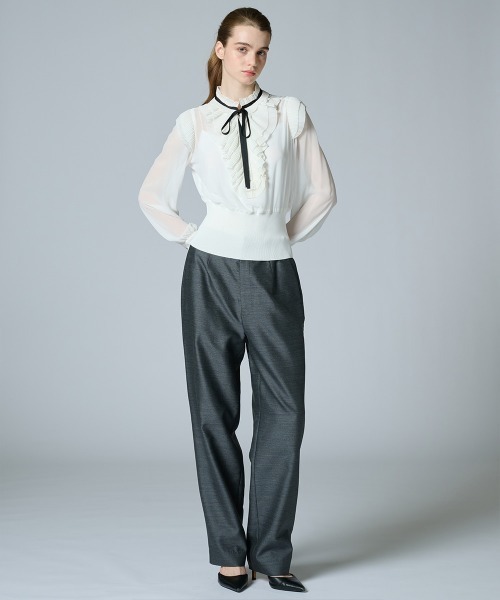 Sov. ブラウス シャツ ギャザーフリルデザインブラウス レディース