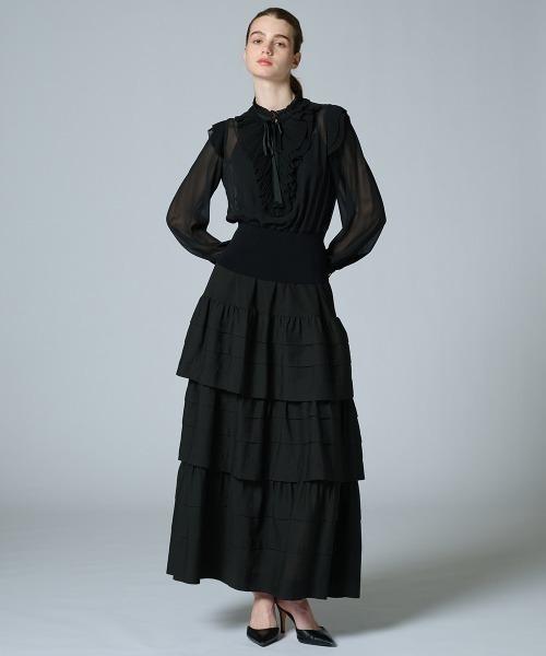 Sov. ブラウス シャツ ギャザーフリルデザインブラウス レディース