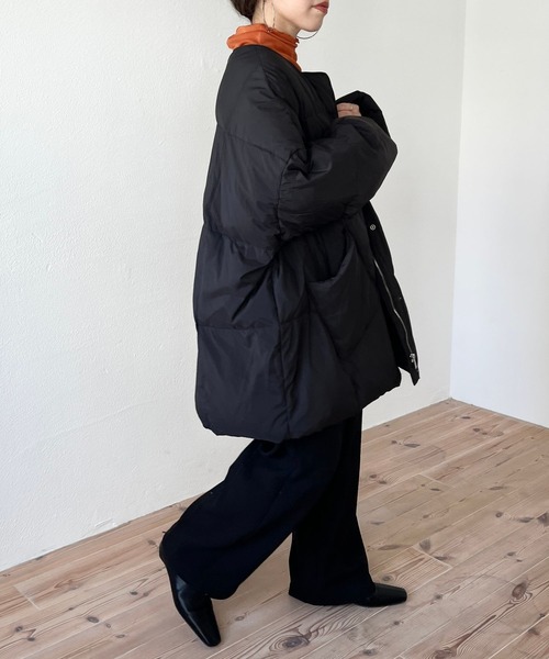 美品✨wee9s　オーバーサイズ　ノーカラー　ダウンジャケット　黒　ダック wee9s オーバーサイズ ノーカラー ダウンジャケット 黒 ダック