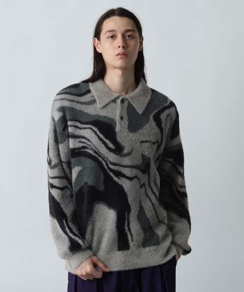 HARE（ハレ） セーター ニット ガラシャギーニットポロ(HARE) メンズ