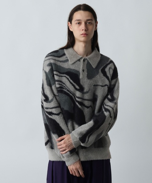 HARE（ハレ） セーター ニット ガラシャギーニットポロ(HARE) メンズ