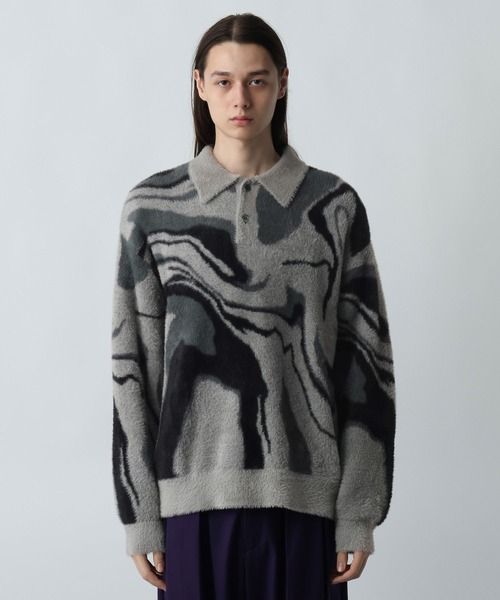 HARE（ハレ） セーター ニット ガラシャギーニットポロ(HARE) メンズ