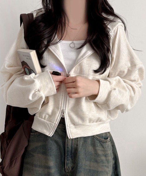 VIVID LADY」 ジップアップパーカー FREE オートミール レディース