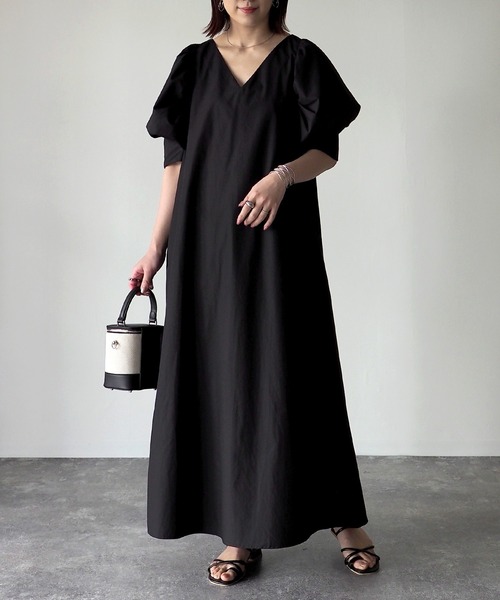 「Riberry」 半袖ワンピース MEDIUM ブラック レディース_画像6