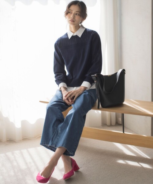 「組曲」 長袖ニット 6 レッド レディース_画像5