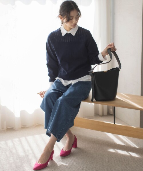 「組曲」 長袖ニット 6 レッド レディース_画像6