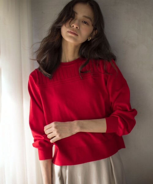 「組曲」 長袖ニット 6 レッド レディース_画像7