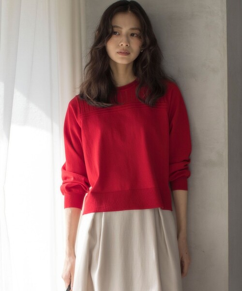「組曲」 長袖ニット 6 レッド レディース_画像8