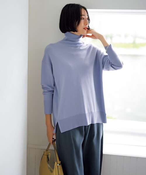 「UNFILO」 タートルネックニット X-LARGE ベージュ レディース_画像2