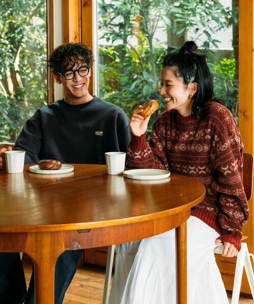 「FREAK'S STORE」 長袖ニット MEDIUM ブラウン メンズ_画像2