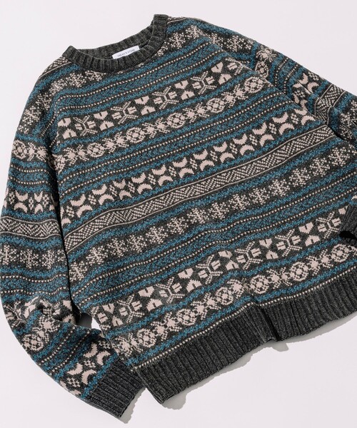 「FREAK'S STORE」 長袖ニット MEDIUM ブラウン メンズ_画像5