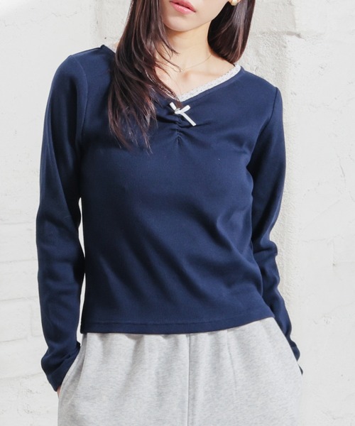 Honeys（ハニーズ） tシャツ フロントギャザートップス レディース