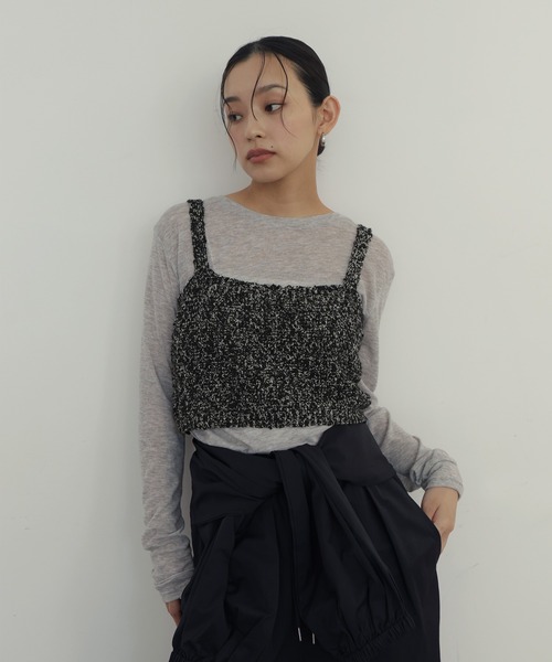 hellam（ヘラム） ベスト ジレ MIXヤーンスラブニットビスチェ