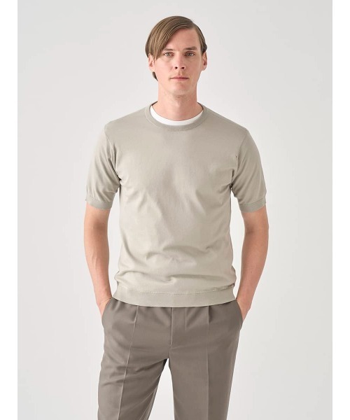 セーター ニット 半袖コットンニットＴシャツ メンズの画像