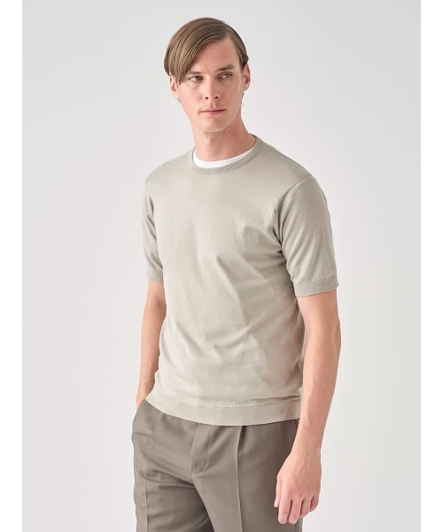 セーター ニット 半袖コットンニットＴシャツ メンズの画像