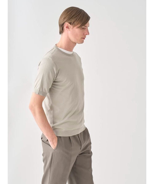 セーター ニット 半袖コットンニットＴシャツ メンズの画像