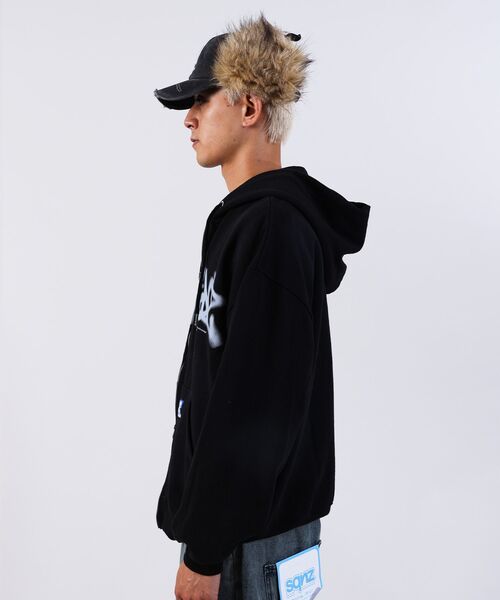 「SEQUENZ」 ジップアップパーカー LARGE ブラウン メンズ_画像5