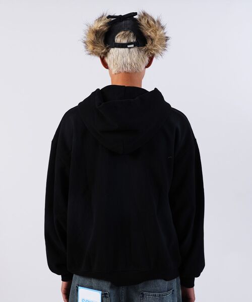 「SEQUENZ」 ジップアップパーカー LARGE ブラウン メンズ_画像6