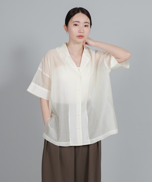 select MOCA Et ブラウス シャツ 半袖 「Et」Open-Collar Sheer Shirt