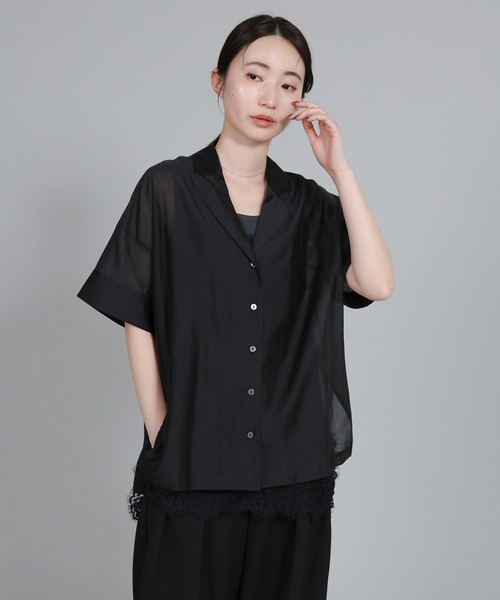 select MOCA Et ブラウス シャツ 半袖 「Et」Open-Collar Sheer Shirt