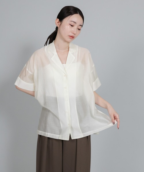 select MOCA Et ブラウス シャツ 半袖 「Et」Open-Collar Sheer Shirt