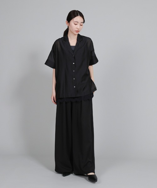 select MOCA Et ブラウス シャツ 半袖 「Et」Open-Collar Sheer Shirt