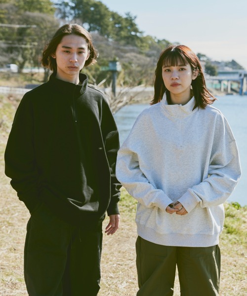 「flaner」 スウェットカットソー MEDIUM グレー レディース_画像3