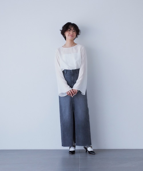 「YANUK」 デニムスカート S グレー レディースの画像