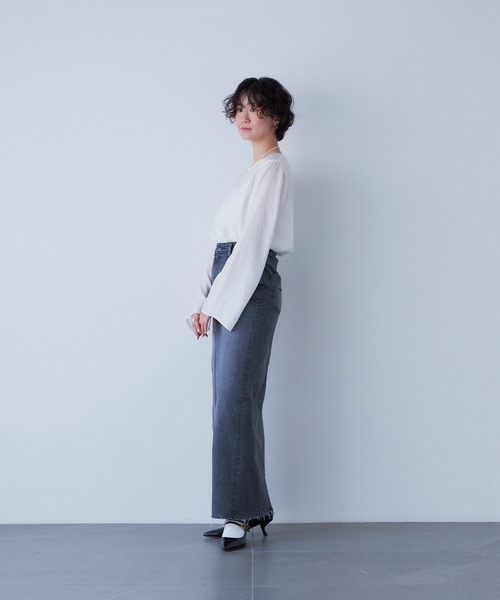 「YANUK」 デニムスカート S グレー レディースの画像