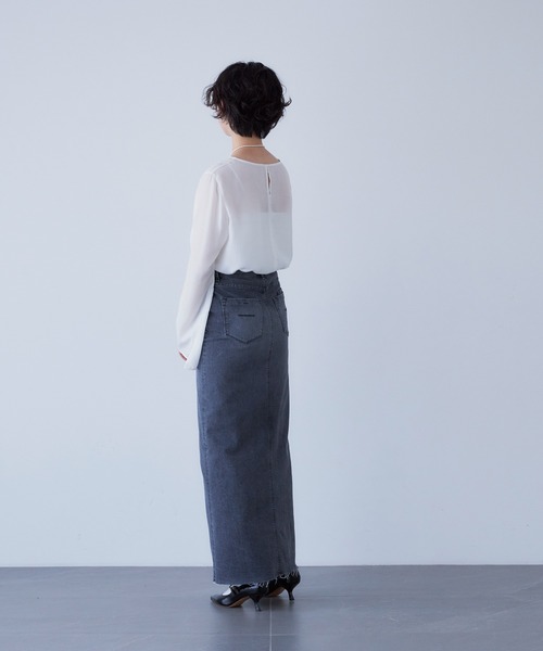 「YANUK」 デニムスカート S グレー レディースの画像
