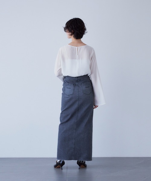 「YANUK」 デニムスカート S グレー レディースの画像