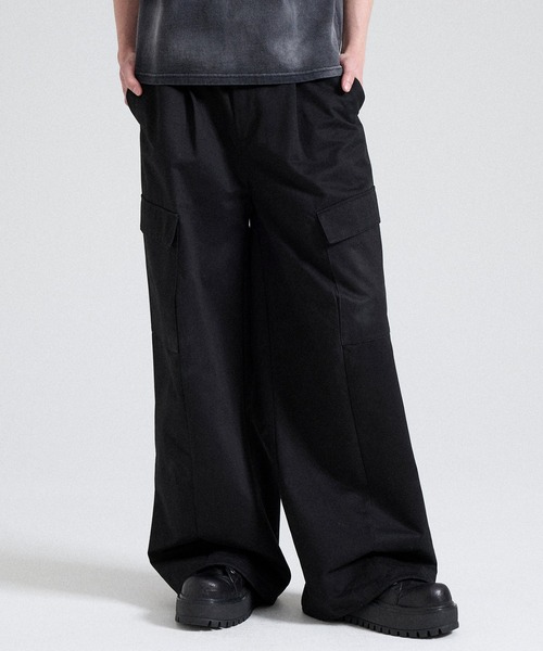 CPG ブラックカーゴパンツ　fs1650 Parts Lab. カーゴパンツ 「Parts Lab.」Wide Tuck Cargo Pants